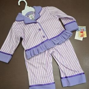 TWIGS Purple‎ Striped Girls 18 Mo Pajamas Set NEW